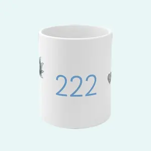 222 Angel Number Mug - 11oz Ceramic Coffee Cup with Positive Morning Affirmation - Reuse, Stylish