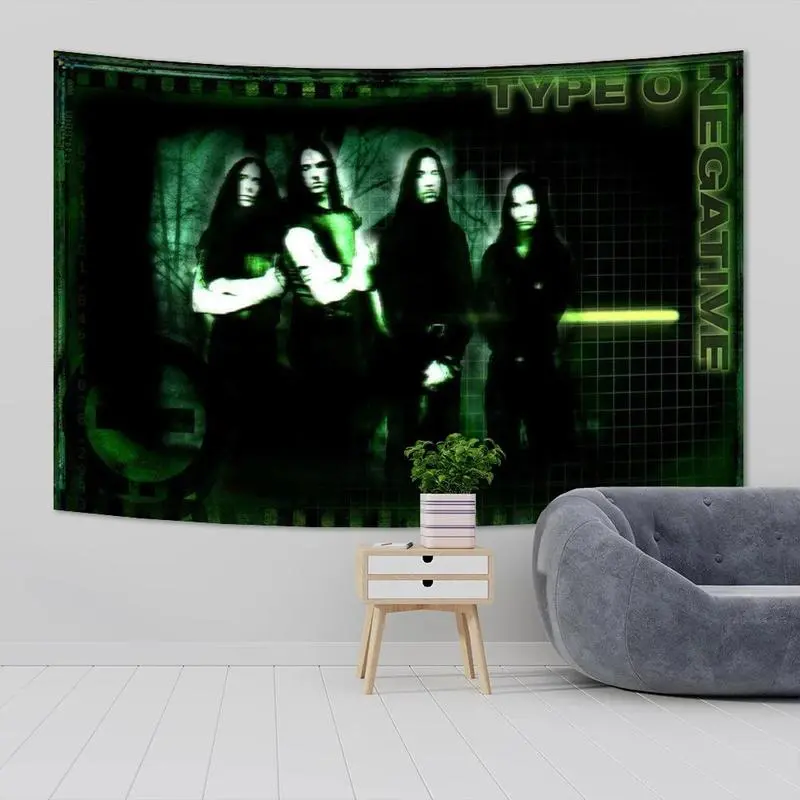 Type O Negative Heavy Rock Band Polyester Digital Printing Tapestry - 60x40in Durable Lightweight Hanging Bedroom Decor, Machine Washable Beach Wall Art, Birthday Christmas Gift for Indoor Brightening