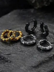 2pcs Gothic Skull Circle Earrings, Unisex Punk Jewelry, Daily Wear Rock Style, Creative Design for Men and Women, Trendy Accessories