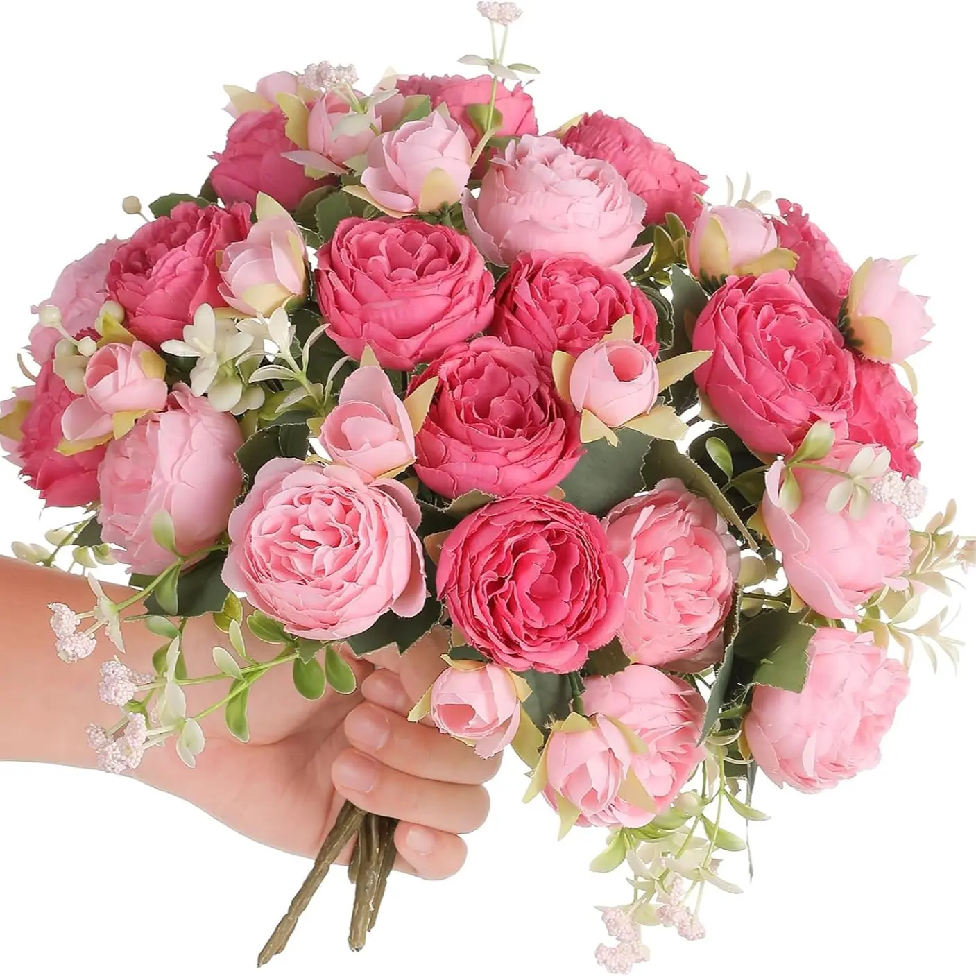 4 Bouquets Artificial Peony Flowers, Mixed Silk Peony Fake Flowers, Table Centerpiece Decor, Wedding Party Home Decoration Ornaments, Decorative, Home Decor Accessory, Decorative Faux Flowers, Fake Floral Decor