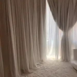 French Romantic Two-Layer Cloth Light-Blocking Finished Home Decoration Curtain, Fashionable Hole Drapery for Living Room, Stylish and Trendy Window Covering