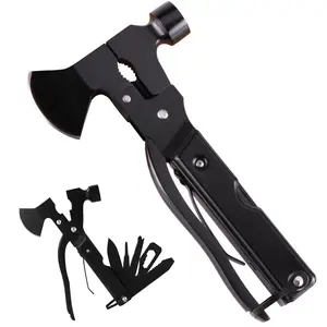 [Multifunctional Design] Stainless Steel 12-in-1 Mini Axe Hammer Multitool, Secure Grip, Robust Construction—Cool Gadget for Camping, Hunting, Hiking & Emergencies, Camping Essentials, Perfect Gifts for Husband, Dad, Men, Boyfriend