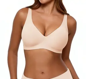 Womens Comfortable Wireless Jelly Bras Bralettes Tshirts Bras Deep V Everyday Bras plus size bra Plunge Bralette Comfortable support