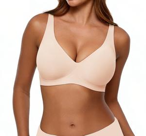 Womens Comfortable Wireless Jelly Bras Bralettes Tshirts Bras Deep V Everyday Bras plus size bra Plunge Bralette Comfortable support