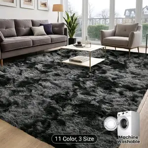 1pc Luxurious Rectangular Shaggy Plush Carpet Rug - Soft, Fluffy, Tie-dyed, Solid, Dark-colored, Non-slip, Machine Washable - Perfect for Living Room Sofa, bed Room, Home High-end Decorative, Easy to Clean, Long-lasting, and Versatile