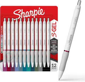 Sharpie S-Gel | Gel Pens for Writing | Medium Point (0.7mm) | Assorted Ink Colours | White Pearl Barrels | 12 Count