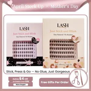 Lashterally Self-adhesive Lash Clusters Kit 2 styles Glue Free Fluffy Lightweight DIY Lashes Extension D Curly Cluster Eyelash Extensions 10mm/12mm/14mm Clusters For Girl Gift Makeup Cosmetics summervibes