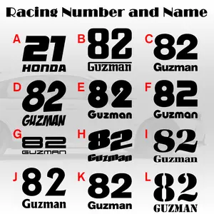 Racing Car numbers 2 pack die-cut door custom number rally sport decal