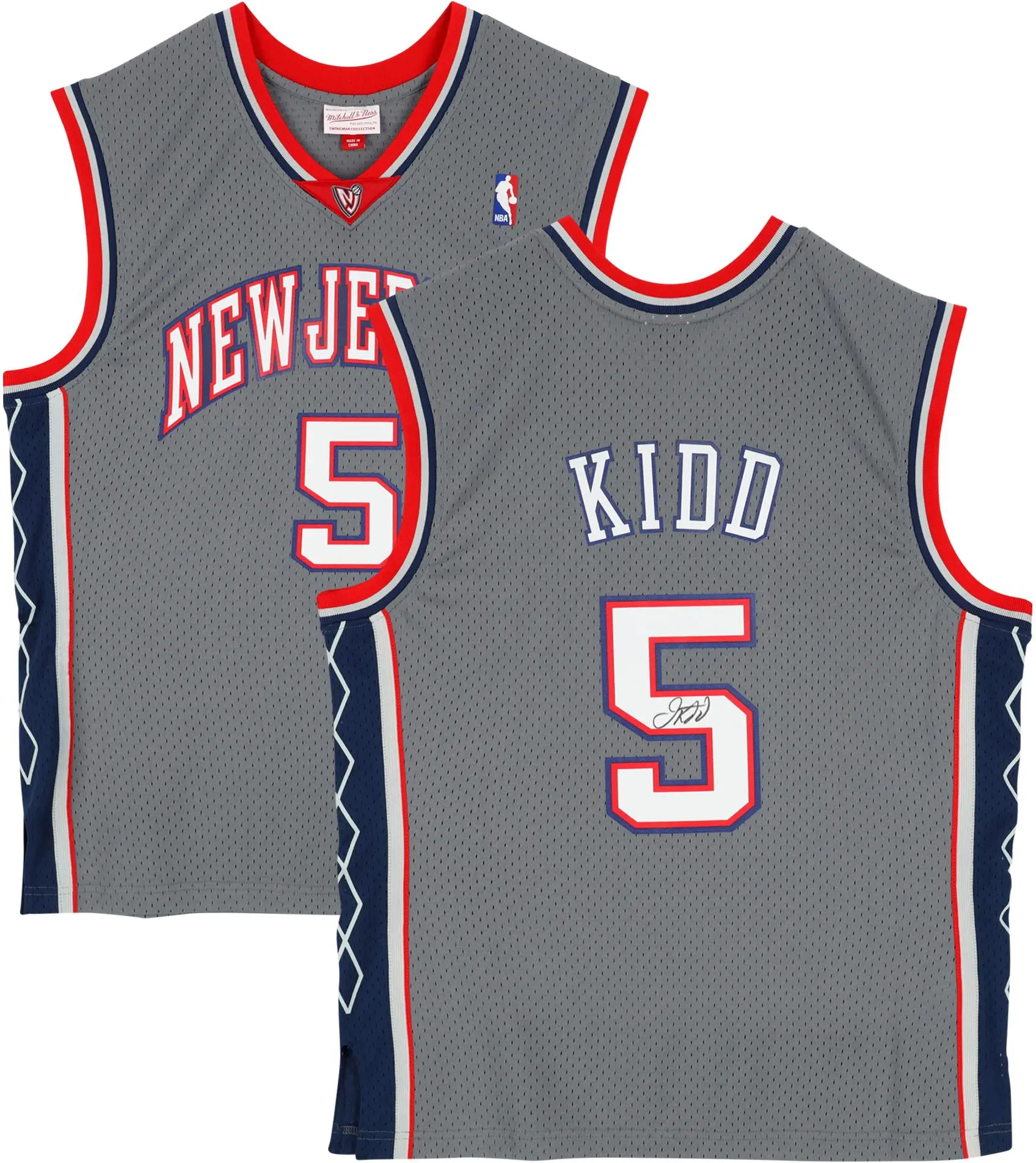 Jason Kidd New Jersey Nets Signed Mitchell & Ness 2004-05 Grey Swingman Jersey