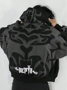 Y2K Gothic Print Hoodie For Men And Women Dark Fashion Zip-Up Sweatshirt Stylish Casual Streetwear All Seasons Unisex Design Menswear spider hoodie essential hoodie hoodies for women