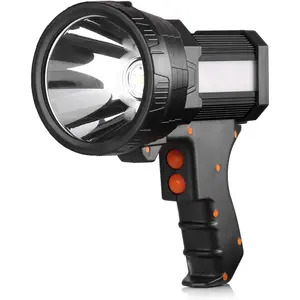 Rechargeable Spotlight,Spot Lights Hand held Large Flashlight 800 lumens Handheld Spotlight Lightweight and Super Bright Flashlight (Aluminium_Alloy Black)