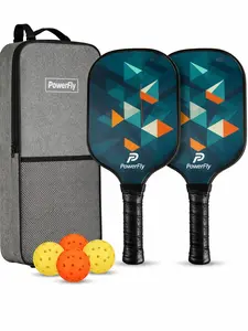 PowerFly Pickleball Paddles Set of 2, Fiberglass Surface Pickleball Set with 2 Pickleball Rackets,4 Pickleball Balls,1 Portable Carry Bag, Pickle Racket Set ​for Men Women (Arctic Teal)