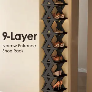 Newly Upgraded 9/8-Tier Narrow Shoe Rack, Vertical Shoe Racks, Save Space, DIY Freestanding Organizer, Ideal for Entryways & Wardrobes, Fits Shoes Size 42-43