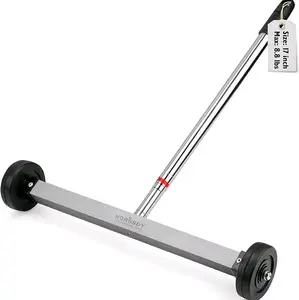 17-Inch Rolling Magnetic Sweeper with Wheels | Adjustable Handle | 8.8-Pound Capacity Heavy-Duty Magnet to Pick Up Nails