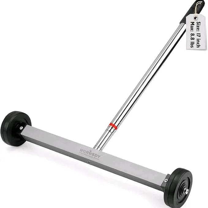 17-Inch Rolling Magnetic Sweeper with Wheels | Adjustable Handle | 8.8-Pound Capacity Heavy-Duty Magnet to Pick Up Nails