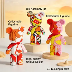 Multicolor Large Love Bear Flower Heart 3D Puzzle Blocks, Home Office Decor, Party Decoration, Ideal Gift for Thanksgiving Christmas