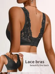 Women's Floral Patchwork Lace Bralette, No Steel Cup, High Elasticity & Breathable Design, Elegant Full Coverage Underwear for All Seasons