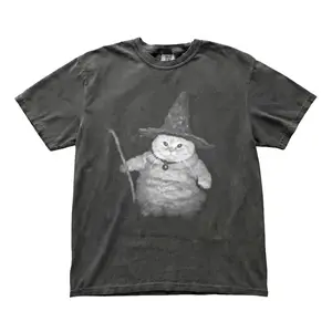 WIZARD CAT Vintage Tee, Cat T-Shirt, Meme Cringe Funny Dumb Shirts, Unisex Movie Shirt Menswear Womenswear Streetwear