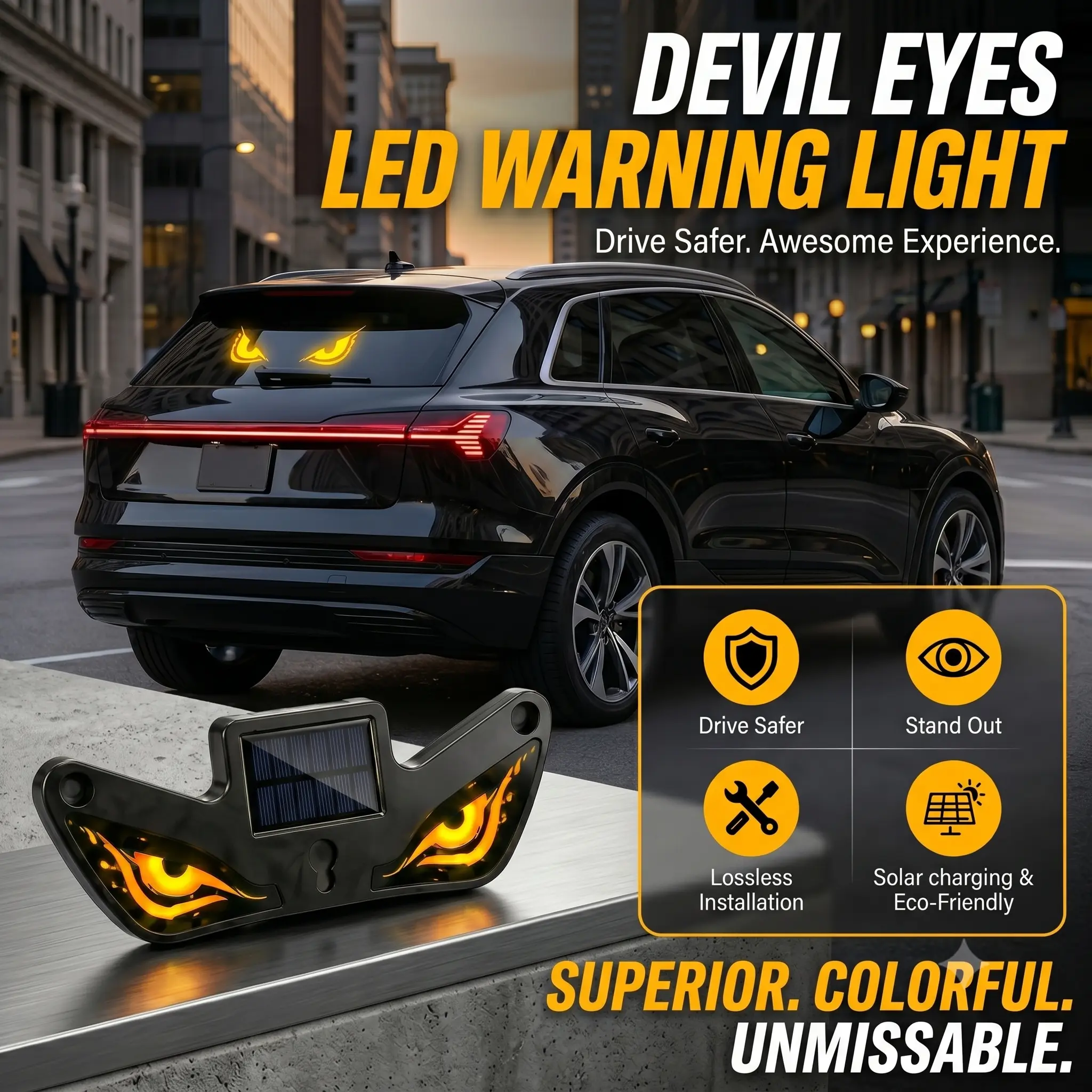 Vaylora Finds LED Rear Window Display for Cars, Dynamic Vampire Devil Eye Scrolling Message Screen, USB Powered Universal Side Window Panel