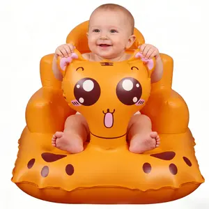 [Upgraded] Inflatable Baby Seat with Safety Harness & Built-in Pump, Ergonomic Infant Floor Seat for Sitting Up, 3 Months & Up Portable Baby Chair for Travel, Bathing & Feeding