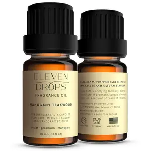 Eleven Drops Mahogany Teakwood Diffuser Oil Premium Fragrance Oil Aromatic Amberwood Woody Aroma Scented for Diffusers Candles and Soaps