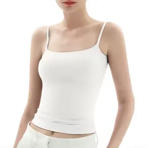 PUMIEY Spaghetti Strap Tank Top, Double Layer Not See-Through Cami, Buttery Soft Stretchy Top, Minimal Chic Essential summerwins