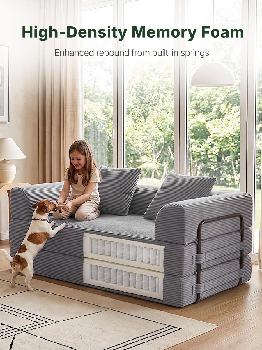5-in-1 Convertible Sofa Bed, 73'' Cloud Boneless Couch, Pull Out Sleeper Loveseat, Corduroy Futon Sofa Bed with High-Density Foam for Living Room, Bedroom, Gaming Room, dorm essentials, home decor(1 Package) 5-in-1 Convertible Sofa Bed, 73'' Cloud Boneless Couch, Pull Out Sleeper Loveseat, Corduroy Futon Sofa Bed with High-Density Foam for Living Room, Bedroom, Gaming Room, dorm essentials, home decor(1 Package)