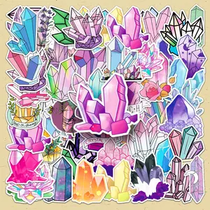 Crystal Pattern Sticker, 50pcs/set Creative DIY Decorative Sticker, DIY Decals for Scrapbooking, Journaling, Gift Wrapping, Greeting Cards