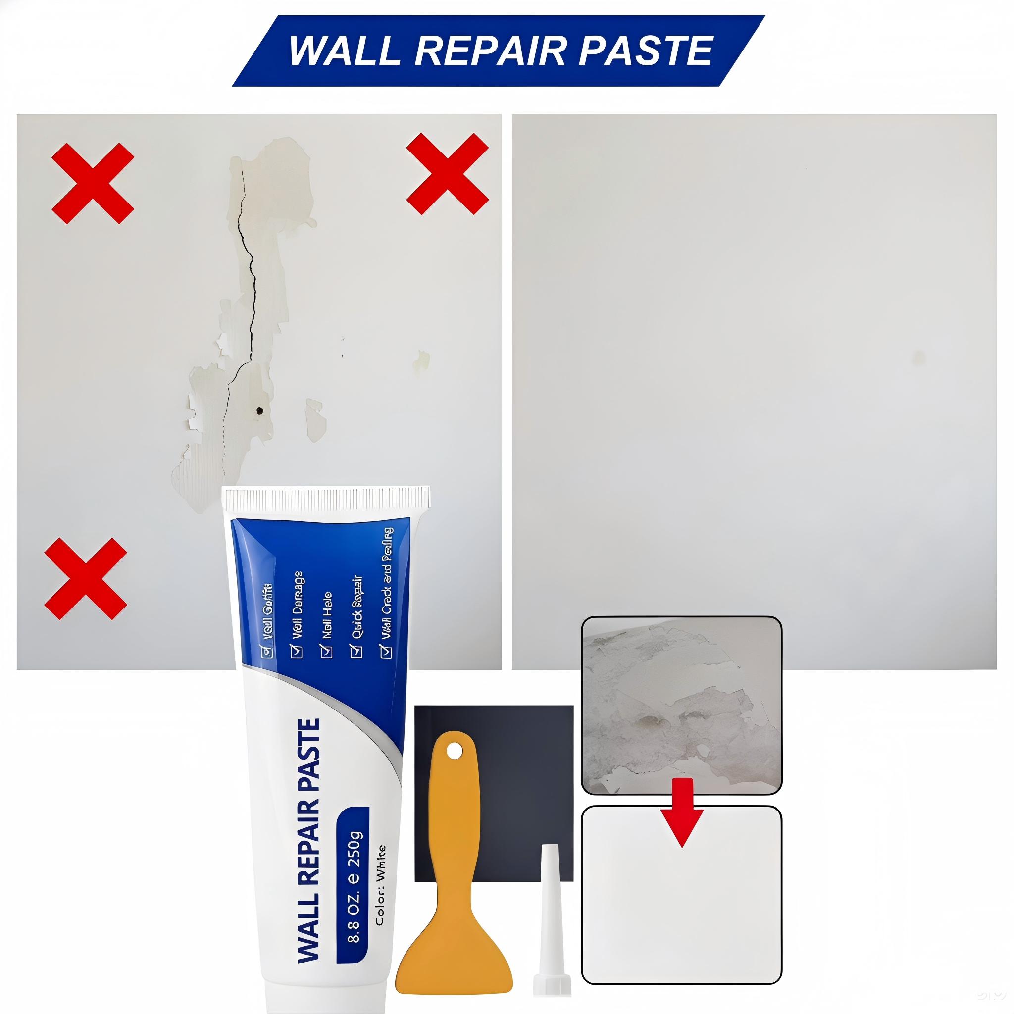 250g Quick Dry Wall Repair Paste, Drywall Patch Crack Filler, Waterproof Heavy Duty Wall Mending Agent, Multi-Purpose Concrete Repair Compound for Home Wall Repair White Spackle Kit