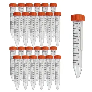 15ml Conical Centrifuge Tubes,25-Pack Sterile Polypropylene Test Tubes with Leak-Proof Screw Caps & Graduated Marks for Lab Use (15mL-25Pcs)