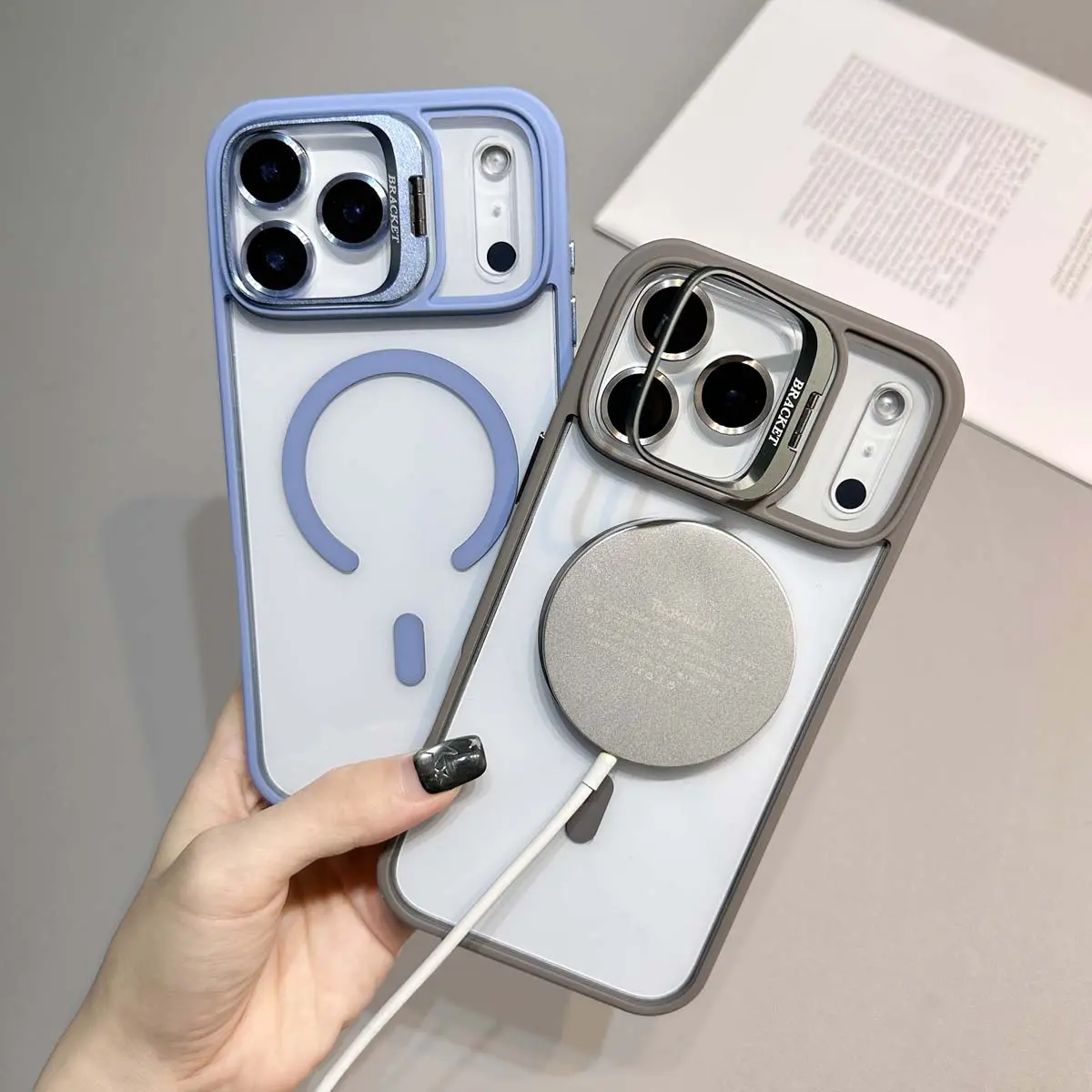 Luxury Magnetic Shockproof Smartphone Case for iPhone 17 16Pro Max 16Plus 15 14, Camera Stand, Handheld Cellphone Protection for Compatible Devices, Casing