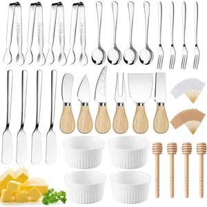 Charcuterie Boards Accessories Charcuterie Utensils Cheese Butter Spreader Knife Set Small Serving Tongs Forks and Spoons Dipping Bowls Honey Dippers Toothpick Flags for Party Platter Making