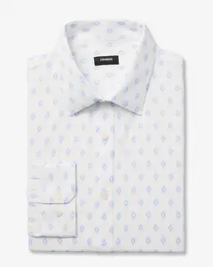 Express Slim Diamond Geo Print Wrinkle-Resistant Everyday Performance Dress Shirt