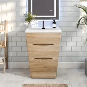 Victoria 25 in. White Oak Single Sink Bath Vanity with Acrylic Top and Integrated Sink