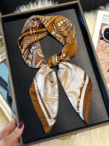 1pc Bandana Style Paisley Print Neckerchief, Faux Silk Square Headscarves For Women, Fashion Scarf For Daily Use, Scarf Head Wrap