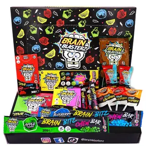HOT! Brain Blasterz Sour Candy Snack Box – 15 Piece Sour Candy Variety Pack, Individual Wrapped Lollipops, Hard Candy, Chewy Candies & Sour Powder – Fun Gift for Easter, Halloween, Christmas & Birthdays