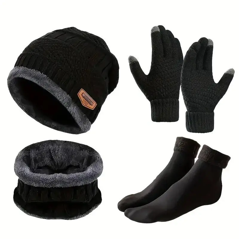 Winter Outdoor Set Including Neck Scarf & Gloves & Socks & Hat, Motorcycle Accessories for Men & Women, Neck Warmer, Protective Gear