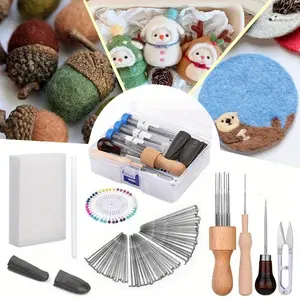 Needle Felting Tools, Wool-Felting Supplies, Needle Felting Kit with 60 Pcs Needles, Foam Mat, Wooden Handle, Scissors, Perfect for DIY Felting Wool Projects, Christmas gift