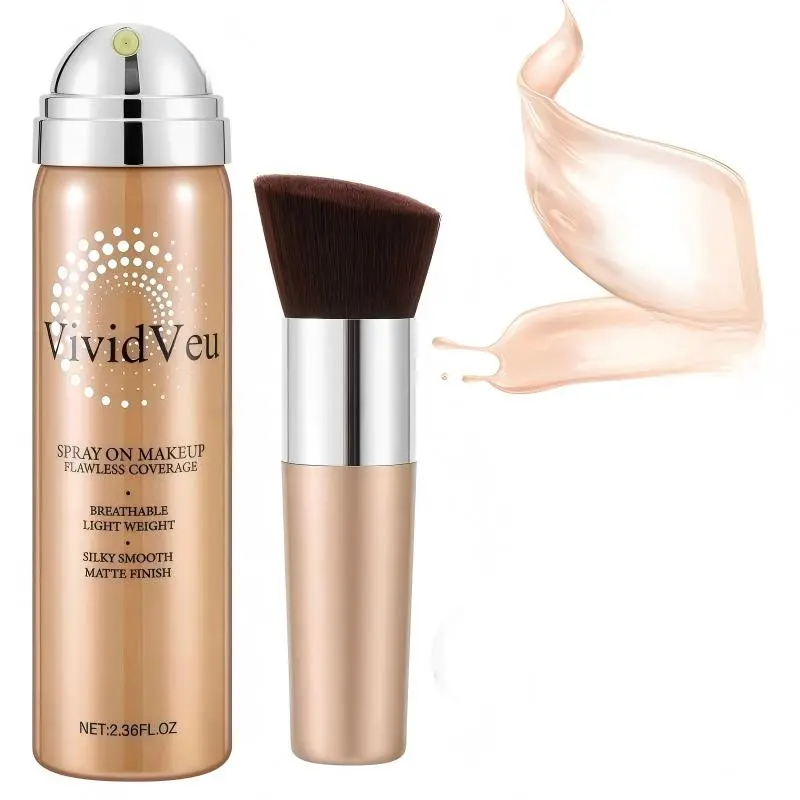 VIVIDVEU Concealer & Foundation Set, High-Coverage Creamy Matte Makeup for a Flawless Base on Mature Skin, Light Beige Natural Shade, Ideal Christmas Gift, Makeup Products, All Skin Types, Youth, Alcohol Free, Regular Ed., Cosmetic, Flawless Complexion, S