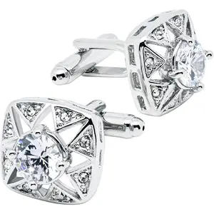 Faceted Transparent  Cufflinks for Men In  Case Square Shape  Men's Cufflinks  for Wedding Party Business Birthday Anniversary Dress