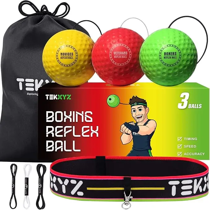 TEKXYZ Reflex Ball Set – 3 Training Levels for Reaction Speed & Hand-Eye Coordination