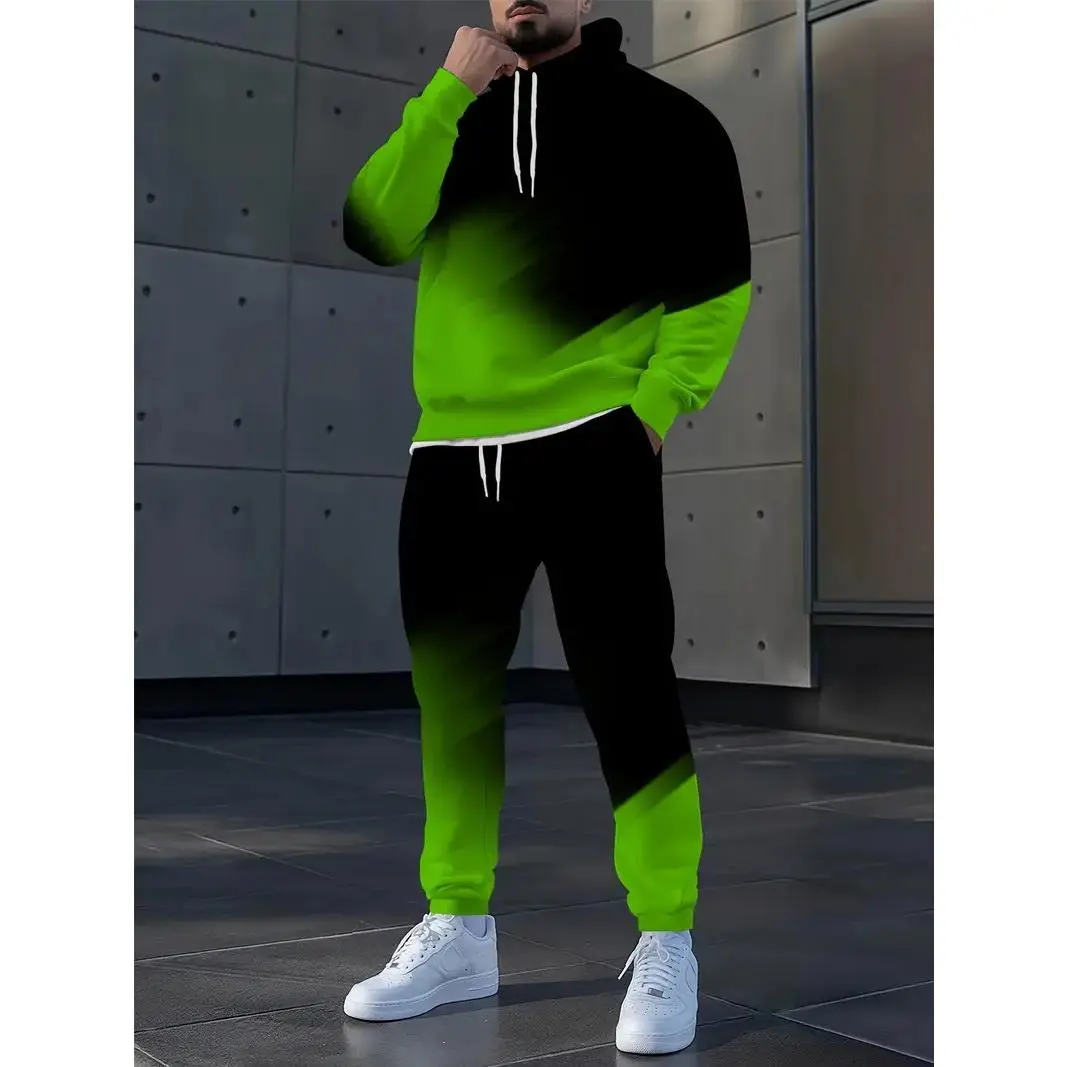 Plus Size 2pcs Men's 'king' Letter Print Plaid Hooded Long Sleeve Sweatshirt and Pants Set Casual Set Suitable for Spring and Autumn Wear Plus Size 2pcs Men's 'king' Letter Print Plaid Hooded Long Sleeve Sweatshirt and Pants Set Casual Set Suitable for Spring and Autumn Wear