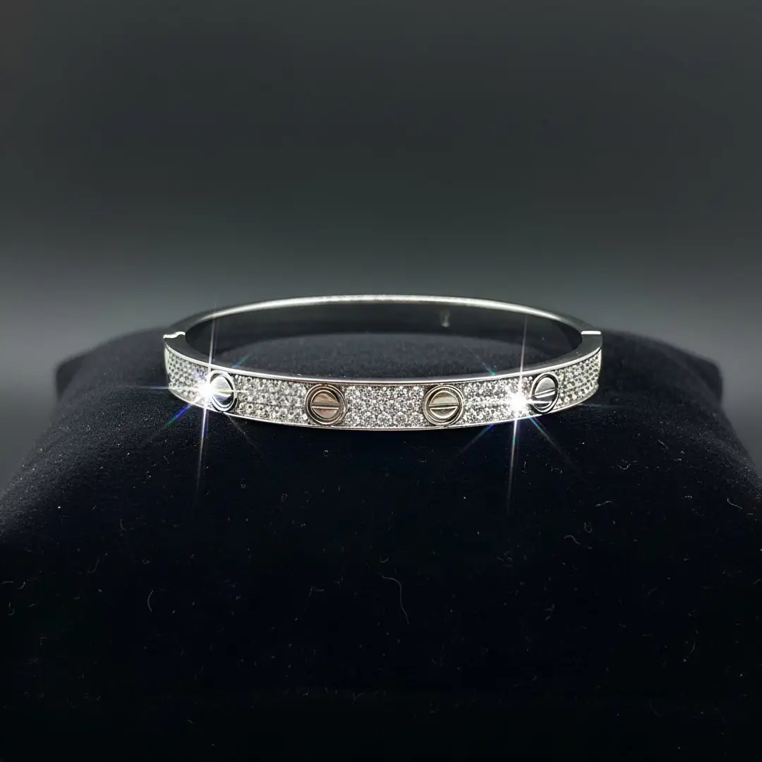 Moissanite Love Bracelet Bangle with Paved Diamonds Moissanite Love Bracelet Bangle with Paved Diamonds
