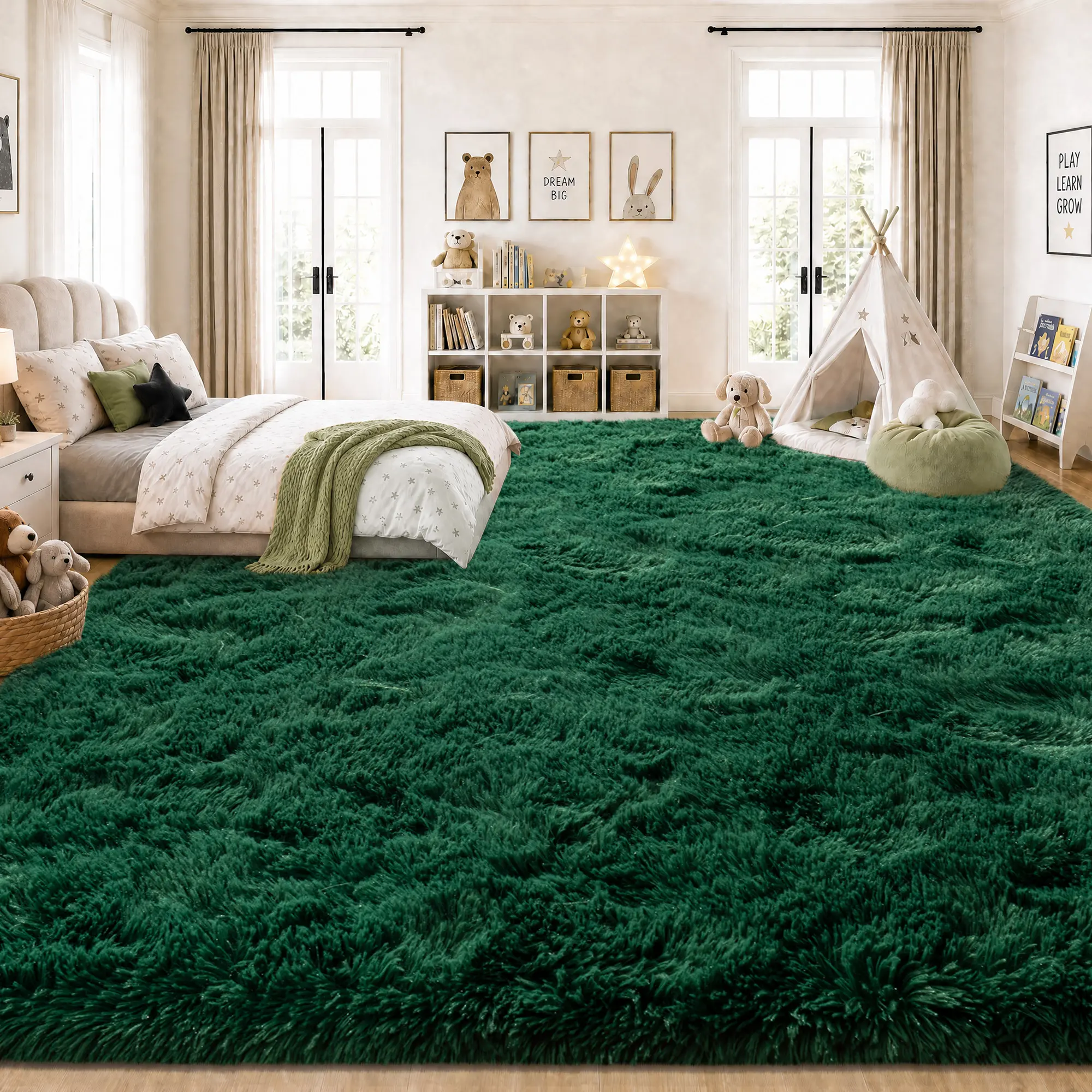 【Summer Sale Deals】【Moving Season】REZUTAN Ultra Fluffy Shaggy Leopard Area Rug, Soft Plush Carpet for Living Room Bedroom Kitchen Bathroom, Includes 4 Free Anti-Slip Stickers | Back to School
