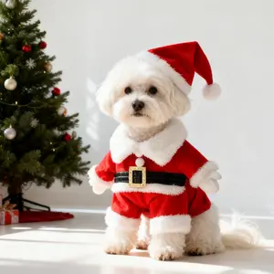 Winter Clearance- 3D Christmas Santa Pets Costume Ultra-Soft Plush Fabric Instant Magic Outfits for Photos & Festive Fun