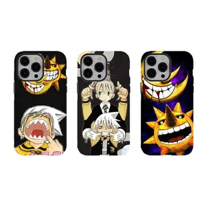 [No magnetic]  Retro Anime s0ul eater  Phone Case,Aesthetic durable phone Cover,Sun and Moon Print for iPhone 17 16 15 14 13 12 11 8 7 for Samsung Series,Shockproof Protective Dual-Layer design phone case,Maka Albarn phone Cover,perfect gift for fans