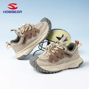 HOBIBEAR Child-Sized Trainer Sneakers for 4-5 Years Boys - Round Toe, Synthetic Single-Layer Mesh, Breathable Hollow, Summer Casual Athletic Shoes, Trainer Sneaker, Round Toe Trainers