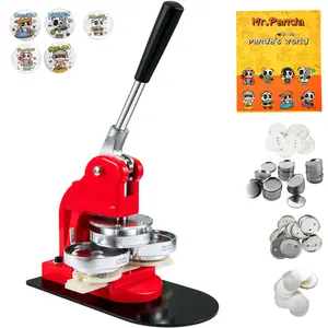 Button Maker Machine For Custom Badges And Pins, 3 Inch (75mm) Press Kit With 500 Parts, Badge Pin Press Tool, DIY Craft Equipment, Button Making Starter Kit, Adjustable Lever, Durable Steel Construction, Includes Parts And Guide