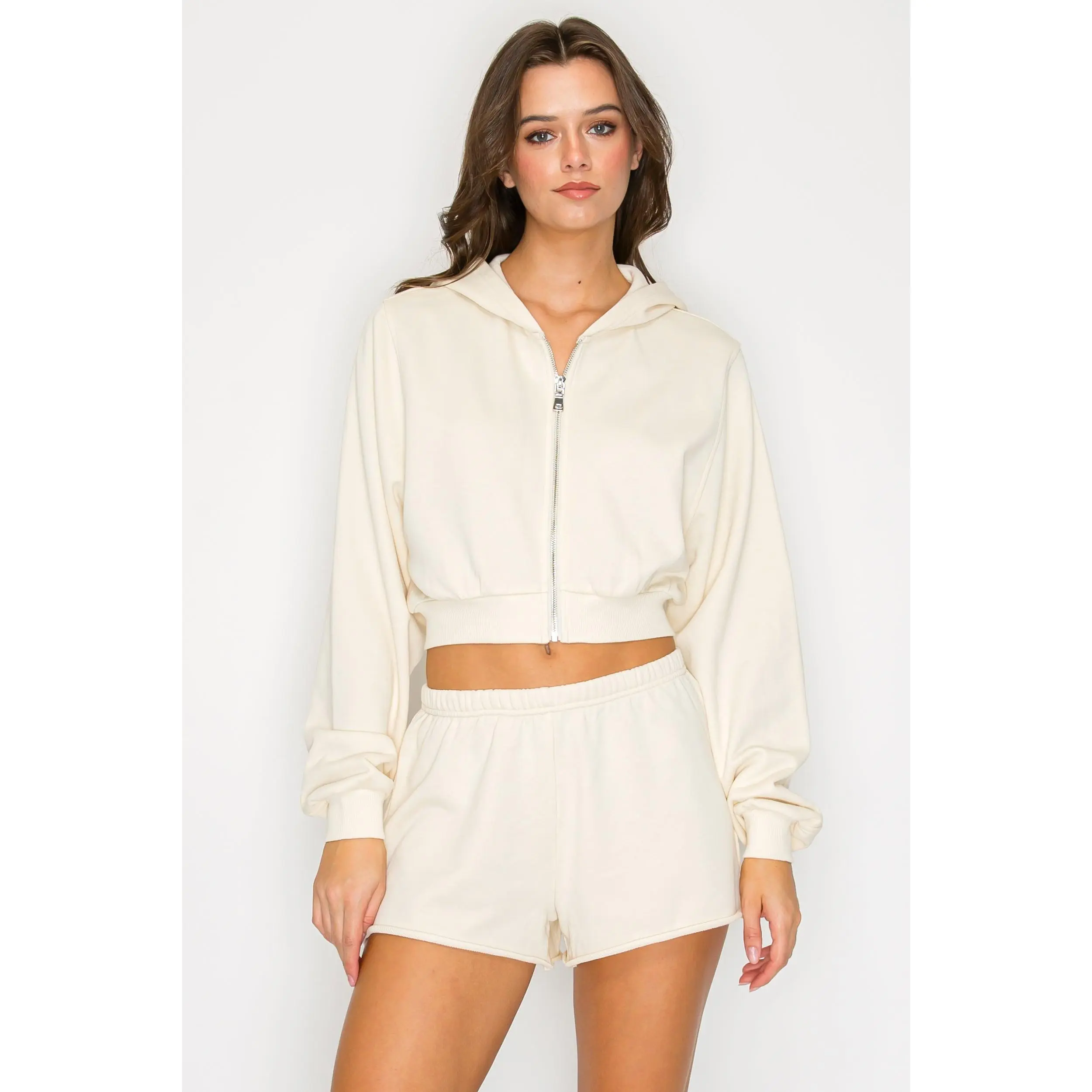 Cove Crop Zip Hoodie- Cream (Pack XS-S-M-L 1-2-2-1)