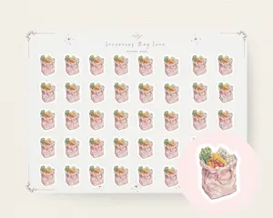 Groceries Bag Doodle Icon Stickers - Planner & Journal